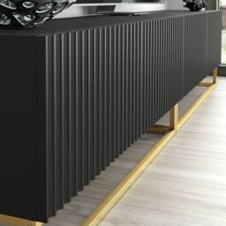 Creative Furniture Ripple Duo TV Unit 200cm - Modern Fluted Design with Push to Open Doors in Black - thumbnail 4