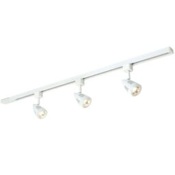 Loops 1m Adjustable Ceiling Track Spotlight Kit Gloss White 3x GU10 Downlight Rail