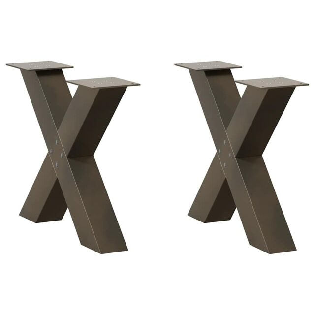 Berkfield Home Coffee Table Legs X-Shaped 2 pcs Natural Steel 50x(42-43) cm Steel in Brown - image 1