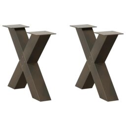 Berkfield Home Coffee Table Legs X-Shaped 2 pcs Natural Steel 50x(42-43) cm Steel in Brown - thumbnail 1