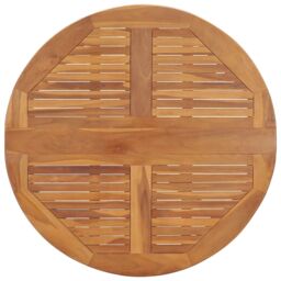 Berkfield Home Folding Garden Dining Table Ã˜90x75 cm Solid Teak Wood in Brown - Size: 90x75 cm - thumbnail 4