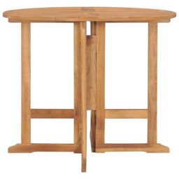 Berkfield Home Folding Garden Dining Table Ã˜90x75 cm Solid Teak Wood in Brown - Size: 90x75 cm - thumbnail 2