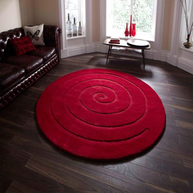 The Rug Shop UK Red Handmade Luxurious Easy to clean Geometric Circle Rug - Size: 180 cm diameter - image 1
