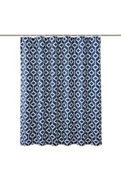 Neel Blue Abstract Geometic Shower Curtain, Navy Blue - 180cm x 180cm - Size: 180 cm width x 200 cm drop - thumbnail 1
