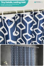Neel Blue Abstract Geometic Shower Curtain, Navy Blue - 180cm x 180cm - Size: 180 cm width x 200 cm drop - thumbnail 6