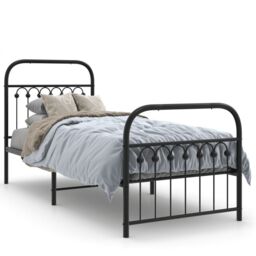 Berkfield Home Metal Bed Frame without Mattress with Footboard Black 75x190cm - Size: 75x190 cm - thumbnail 2