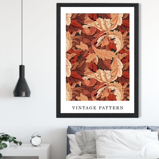 ARTZE William Morris Acanthus in Orange Art Print / Black Frame / SIZE: A4 - image 1