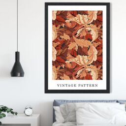 ARTZE William Morris Acanthus in Orange Art Print / Black Frame / SIZE: A4 - thumbnail 1