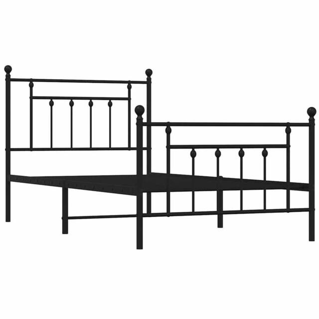 Berkfield Home Metal Bed Frame with Headboard & Footboard Black 100x190 cm - image 1