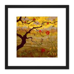 Artery8 Ranson Apple Tree Red Fruit Painting 8X8 Inch Square Wooden Framed Wall Art Print Picture with Mount in Black - thumbnail 1