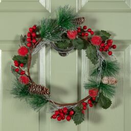 Samuel Alexander 45cm Hanging Christmas Wreath with Apples & Red Berries - thumbnail 2
