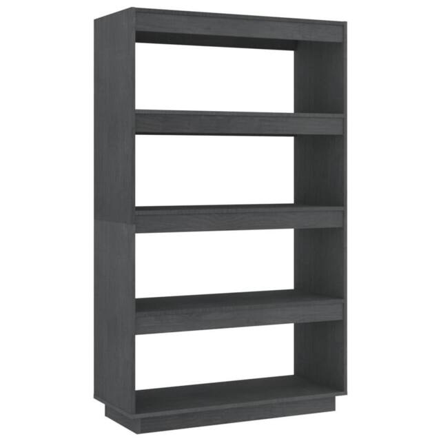 Berkfield Home Book Cabinet/Room Divider Grey 80x35x135 cm Solid Pinewood - Size: 80 x 35 x 135 cm - image 1