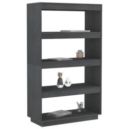 Berkfield Home Book Cabinet/Room Divider Grey 80x35x135 cm Solid Pinewood - Size: 80 x 35 x 135 cm - thumbnail 4