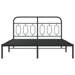 Berkfield Home Metal Bed Frame without Mattress with Headboard Black 140x190cm - Size: 140x190 cm - thumbnail 4