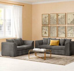 Snugg Furniture UK Limited (3+2 Seater) Milo Jumbo Cord 3 & 2 Seater Sofa in Grey