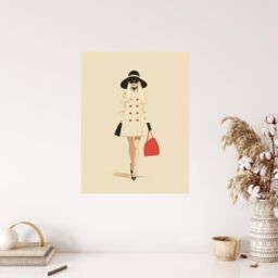 "Wee Blue Coo Wall Art Print Unbothered Stylish 60s Fashion Model Living Room in Beige - Size: W24"" x H32""" - thumbnail 4