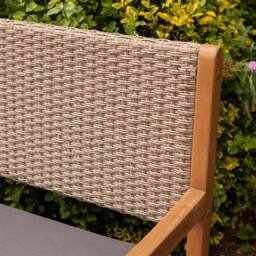 Rowlinsons Alderley Rattan Storage Bench - Steel - L60 x W120 x H90 cm - Natural in Brown - thumbnail 3