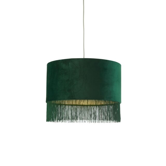 Lighting Collection Velvet Fringe Shade Green Lamp Shade - image 1