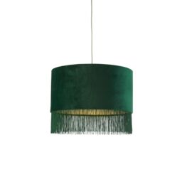 Lighting Collection Velvet Fringe Shade Green Lamp Shade - thumbnail 1