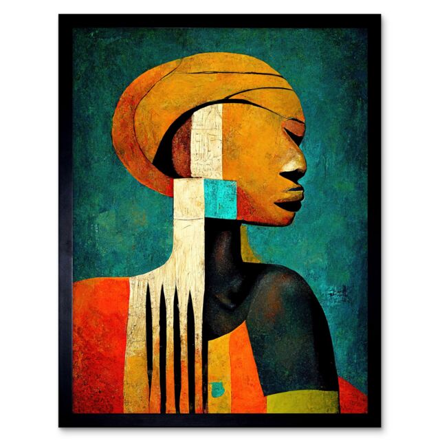 "Artery8 Wall Art Print Modern African Abstract Gold & Bold Art Framed in Black - Size: W12"" x H16""" - image 1