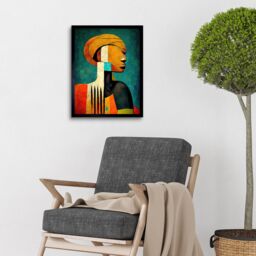 "Artery8 Wall Art Print Modern African Abstract Gold & Bold Art Framed in Black - Size: W12"" x H16""" - thumbnail 2