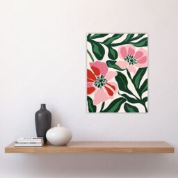 "Artery8 Wall Art Print Abstract Flower Pattern Pink Green Bloom Detail Poster - Size: W18"" x H24""" - thumbnail 4