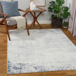 Livabliss Roma-Abstract Grey Blue Brown Modern Marble Living Dining Bedroom Rug in Dark Blue - Size: 80 cm x 220 cm - thumbnail 1