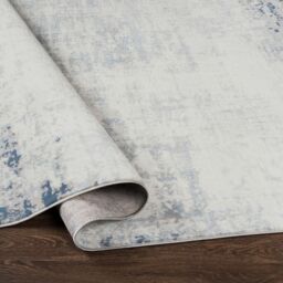 Livabliss Roma-Abstract Grey Blue Brown Modern Marble Living Dining Bedroom Rug in Dark Blue - Size: 80 cm x 220 cm - thumbnail 4