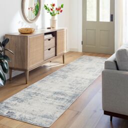 Livabliss Roma-Abstract Grey Blue Brown Modern Marble Living Dining Bedroom Rug in Dark Blue - Size: 80 cm x 220 cm - thumbnail 7