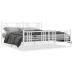 Berkfield Home Metal Bed Frame without Mattress with Footboard White 183x213cm - Size: 183x213 cm - thumbnail 3