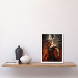 Artery8 Wall Art Print Archangel Michael Powerful Warrior Conceptual Artwork Champion of Justice Armour Angel Wings Artwork Framed A4 in White - thumbnail 2