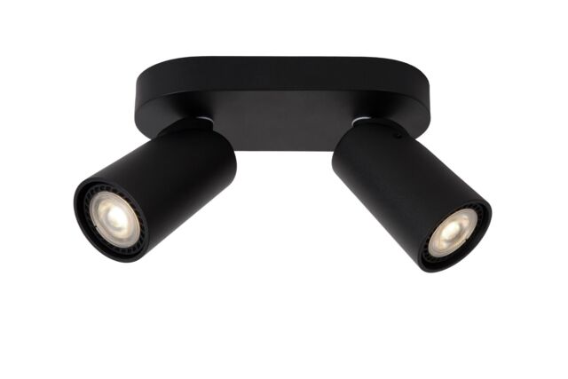 Lucide 'XYRUS' Dimmable Stylish Tiltable LED Twin Ceiling Spotlight GU10 in Black - image 1