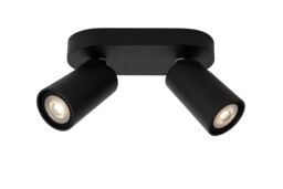 Lucide 'XYRUS' Dimmable Stylish Tiltable LED Twin Ceiling Spotlight GU10 in Black - thumbnail 1