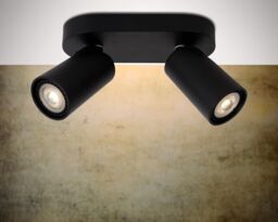 Lucide 'XYRUS' Dimmable Stylish Tiltable LED Twin Ceiling Spotlight GU10 in Black - thumbnail 3