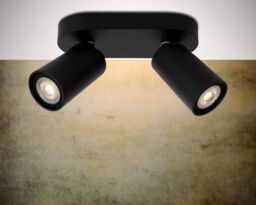 Lucide 'XYRUS' Dimmable Stylish Tiltable LED Twin Ceiling Spotlight GU10 in Black - thumbnail 4