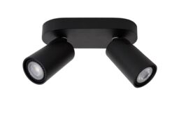 Lucide 'XYRUS' Dimmable Stylish Tiltable LED Twin Ceiling Spotlight GU10 in Black - thumbnail 2