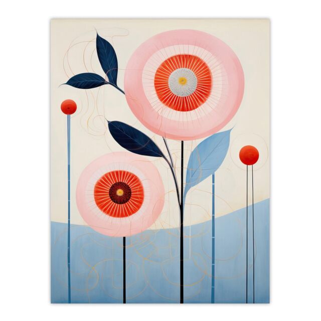 "Wee Blue Coo Wall Art Print Kaleidoscope Blossom Oil Painting Pastel Colour Pink Blue Boho Geometric Poster - Size: W24"" x H32""" - image 1