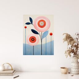 "Wee Blue Coo Wall Art Print Kaleidoscope Blossom Oil Painting Pastel Colour Pink Blue Boho Geometric Poster - Size: W24"" x H32""" - thumbnail 4