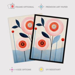"Wee Blue Coo Wall Art Print Kaleidoscope Blossom Oil Painting Pastel Colour Pink Blue Boho Geometric Poster - Size: W24"" x H32""" - thumbnail 2