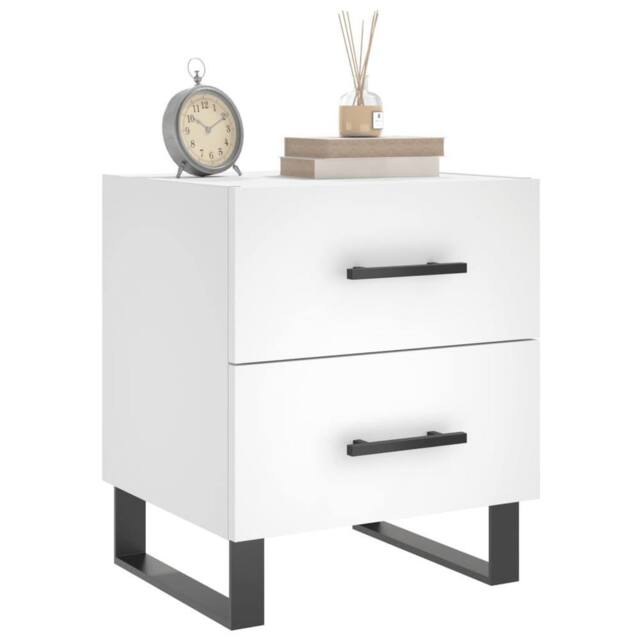 Berkfield Home Modern Bedside Cabinet White 40x35x47.5 cm Engineered Wood - image 1