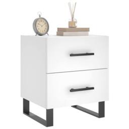 Berkfield Home Modern Bedside Cabinet White 40x35x47.5 cm Engineered Wood - thumbnail 1
