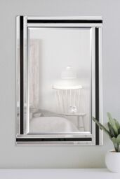 MirrorOutlet Dalton Black & Silver Bevelled Triple Edge Wall Mirror 68 x 58cm - Size: 1 Pack - thumbnail 2