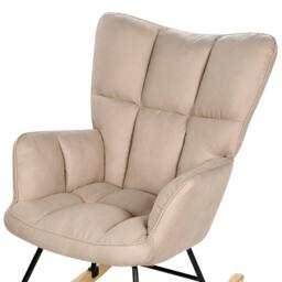 Wyld and Coco Beige Rocking Chair Biscuit Tufted Polyester Upholstery Wooden - thumbnail 6