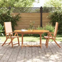 Berkfield Home Beautiful Folding Garden Chairs 2 pcs Solid Wood Acacia & Textilene in Brown - thumbnail 2