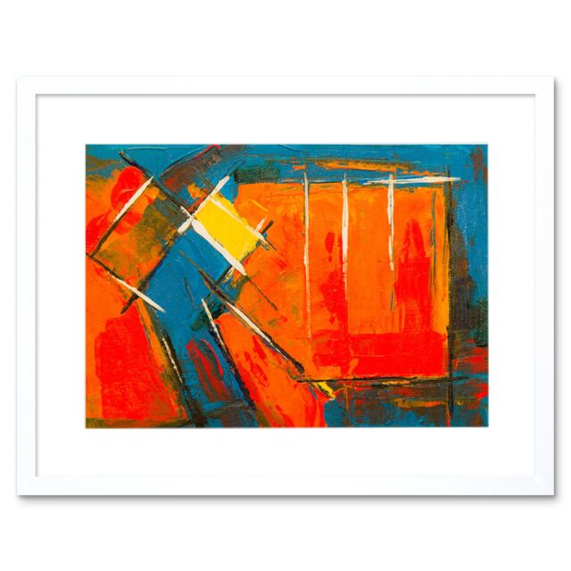 "Artery8 Wall Art Print Expressionism Abstract Painting Acrylic Art Black Framed 9x7 inch in White - Size: W7"" x H9""" - image 1