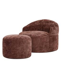 icon Orb Accent Chair & Milano Round Footstool Chenille in Burgundy - thumbnail 4