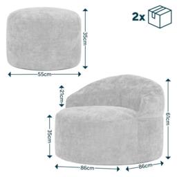 icon Orb Accent Chair & Milano Round Footstool Chenille in Burgundy - thumbnail 3