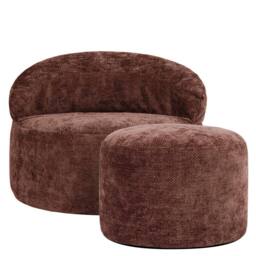 icon Orb Accent Chair & Milano Round Footstool Chenille in Burgundy - thumbnail 5