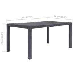 Berkfield Home Garden Table Brown 150x90x72 cm Plastic Rattan Look - Size: 150 x 90 x 72 cm - thumbnail 5