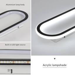 COMELY Modern LED Ceiling Lights 33 W, Oval Ceiling Light 6500 K, 40 cm in Black - thumbnail 6